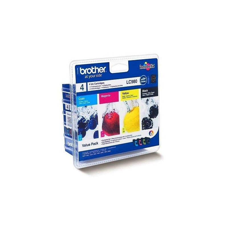 BROTHER LC980 Cartouches d'encre Multipack Noir, Cyan, Magenta, Jaune (LC980VALBP) - vue emballage