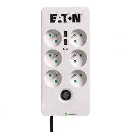 EATON PB6TUF Multiprise Parafoudre Protection Box 6 Tel@ USB FR - 6 prises FR + 1 prise tel + 2 ports USB