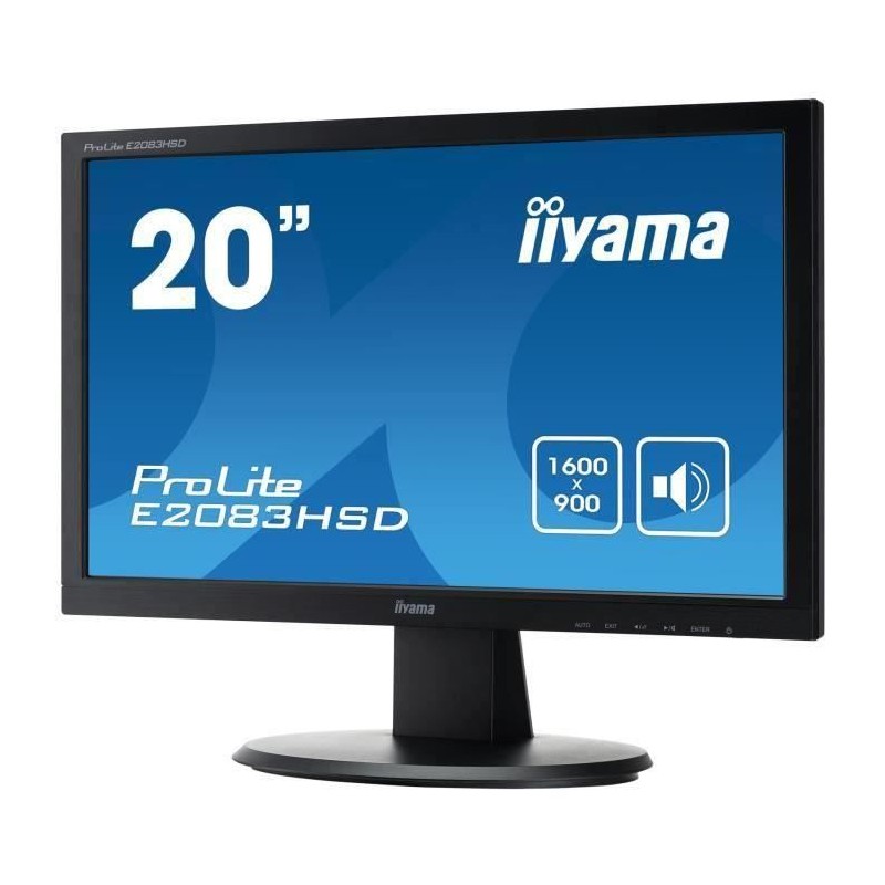 IIYAMA ProLite E2083HSD-B1 Ecran PC 20'' 1600x900 - VGA - DVI - Haut-parleurs 2x 2W