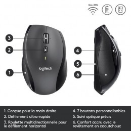 LOGITECH M705 Noir Souris Optique Sans Fil (910-001949) - vue boutons