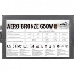 AEROCOOL Aero Bronze Alimentation PC 650W 80Plus Bronze (ACPB-AR65AEC.11) - vue de profil
