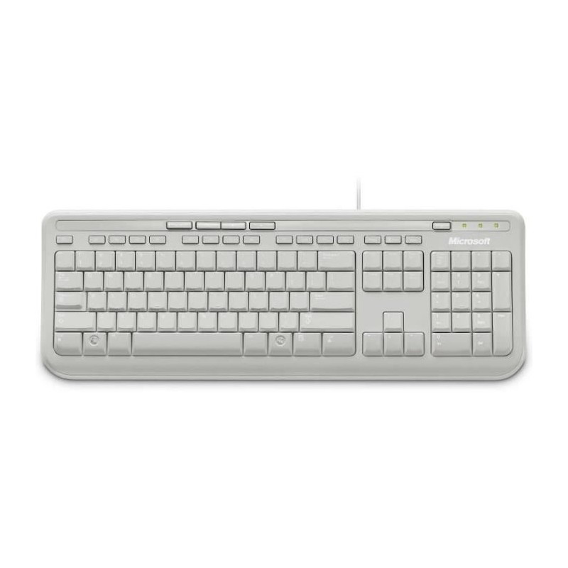 MICROSOFT Wired Keyboard 600 Blanc Clavier filaire USB - AZERTY - vue de dessus