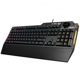 ASUS TUF K1 Noir RGB Clavier Gaming - Membrane - AZERTY (90MP01X0-BKFA00) - vue de trois quart