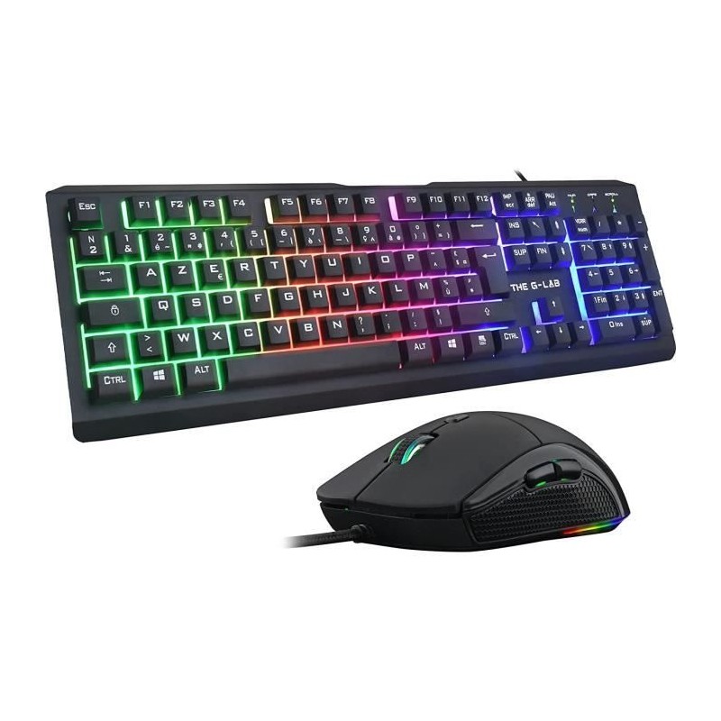 Kit gaming clavier souris écouteurs Tapis gamer The G-Lab AZERTY Helium PC  Mac