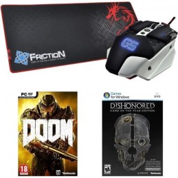 DRAGON WAR Pack Souris Warlord + Tapis de souris Speed Edition + Jeux PC Doom et Dishonored GOTY