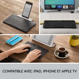 LOGITECH Keys-To-Go Clavier Bluetooth ultra-léger pour iPhone, iPad et Apple TV (920-006705) - vue en situations