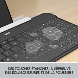 LOGITECH Keys-To-Go Clavier Bluetooth ultra-léger pour iPhone, iPad et Apple TV (920-006705) - vue touches étanches