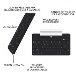 LOGITECH Keys-To-Go Clavier Bluetooth ultra-léger pour iPhone, iPad et Apple TV (920-006705) - vue design