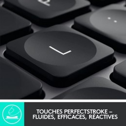 LOGITECH MX KEYS Noir pour MAC Clavier Sans fil - Rétroéclairé (920-009554) - vue perfectstroke