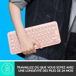 LOGITECH K380 Rose Clavier ordinateur pour MAC - Bluetooth - AZERTY (920-010394) - vue transport