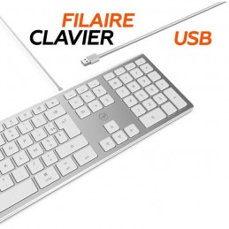 MOBILITY LAB ML304304 Clavier Design Touch Filaire pour Mac avec 2 USB - AZERTY - Blanc et argenté - vue USB