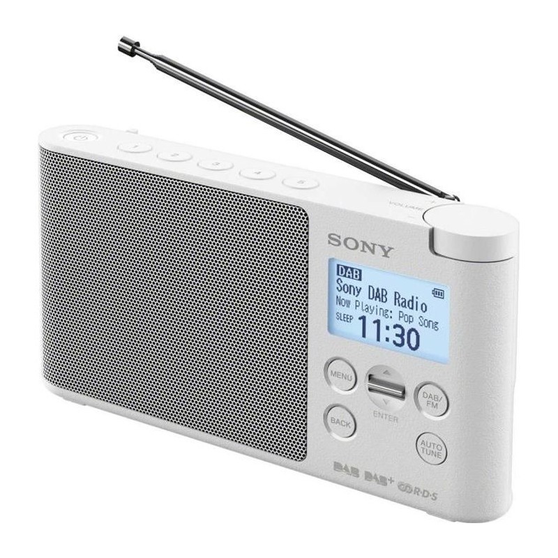 SONY XDRS41DW Blanc Radio portable DAB/DAB+ - Préréglages directs - Réveil et mise en veille programmable