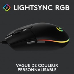 LOGITECH G203 Noir LIGHTSYNC RGB Souris gamer filaire USB (910-005796) - vue de profil