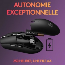 LOGITECH G305 LIGHTSPEED Noir Souris Gaming sans fil - vue éclatée