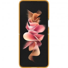 SAMSUNG Coque en cuir Moutarde pour Smartphone Samsung Z Flip3 - vue ouvert de face