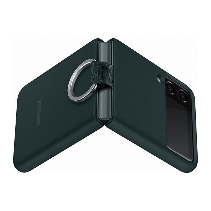 SAMSUNG Coque silicone Vert avec anneau pour smartphone Z Flip3