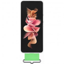 SAMSUNG Coque silicone Blanc avec lanière pour smartphone Z Flip3 - vue de face en situation