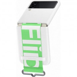 SAMSUNG Coque silicone Blanc avec lanière pour smartphone Z Flip3 - vue de dos