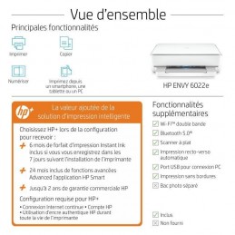 HP Envy 6022e Blanc Imprimante tout-en-un jet d'encre couleur multifonction USB - WiFi - vue d'ensemble