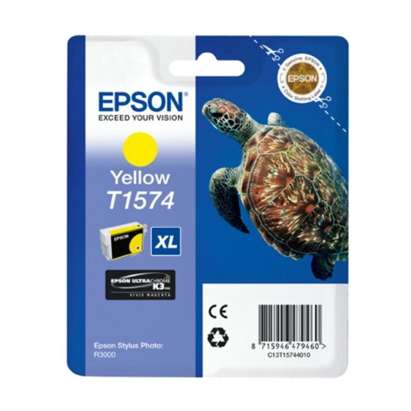 EPSON T1574 XL Jaune Cartouche d'encre Tortue (C13T15744010) pour Stylus Photo R3000