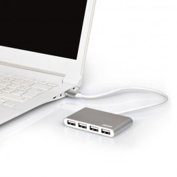 PORTDESIGNS Hub 4 Ports USB 2.0 - Gris (900120) - vue en situation