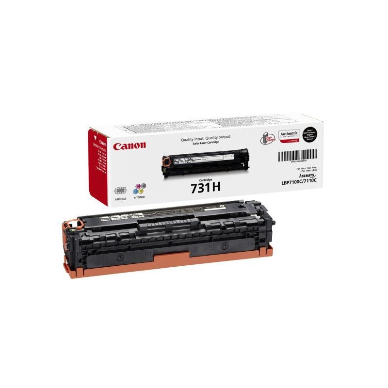 CANON 731H XL Noir Toner Laser (2400 pages) authentique pour i-SENSYS LBP7100, MFC8280