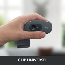 LOGITECH C270 Webcam HD avec microphone - USB (960-001063) - vue clip universel