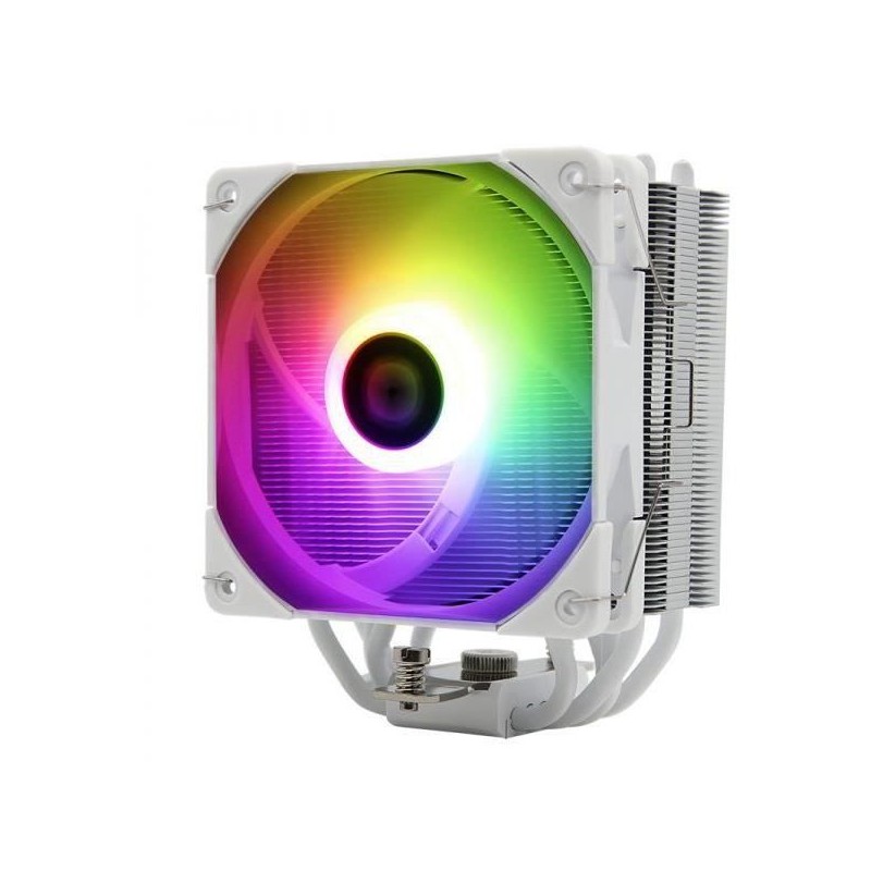 THERMALRIGHT Assassin King 120 Blanc A-RGB Ventirad CPU Intel et AM4 (AK120ARGB-WH) - vue de face ON