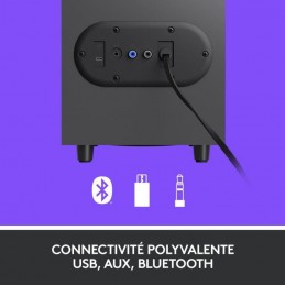LOGITECH Z407 Noir Enceinte 2.1 - 80W - Bluetooth - USB (980-001348) - vue connectivité