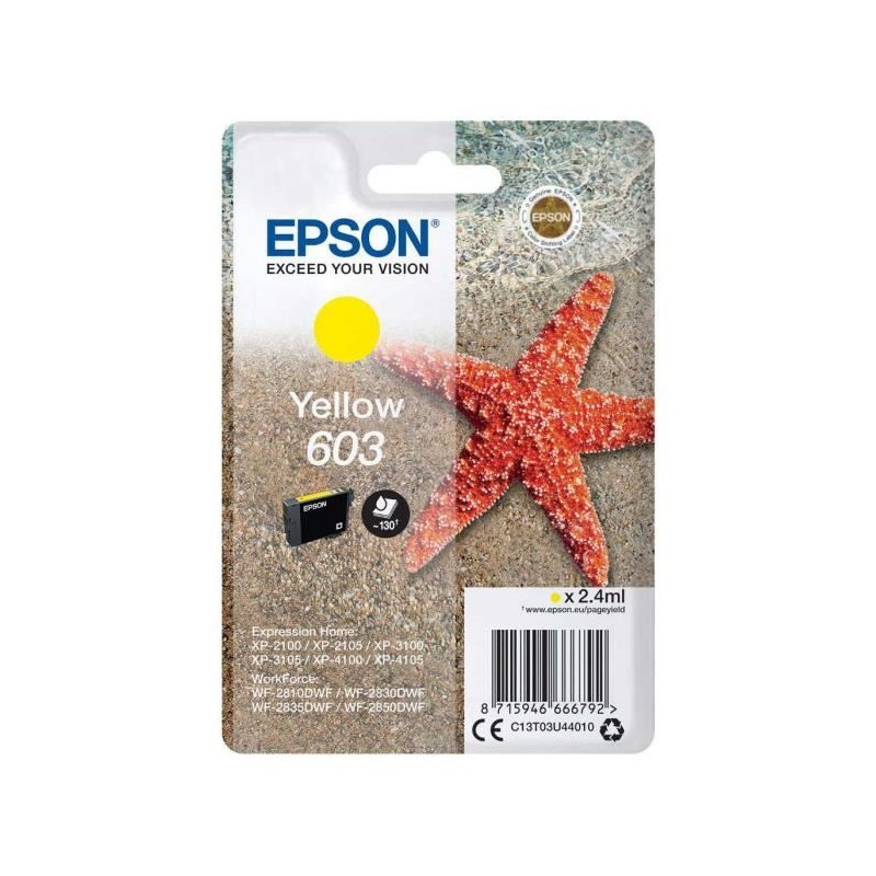 EPSON 603 Jaune Cartouche d'encre Etoile de mer (C13T03U44010) pour XP-2100, WF-2850