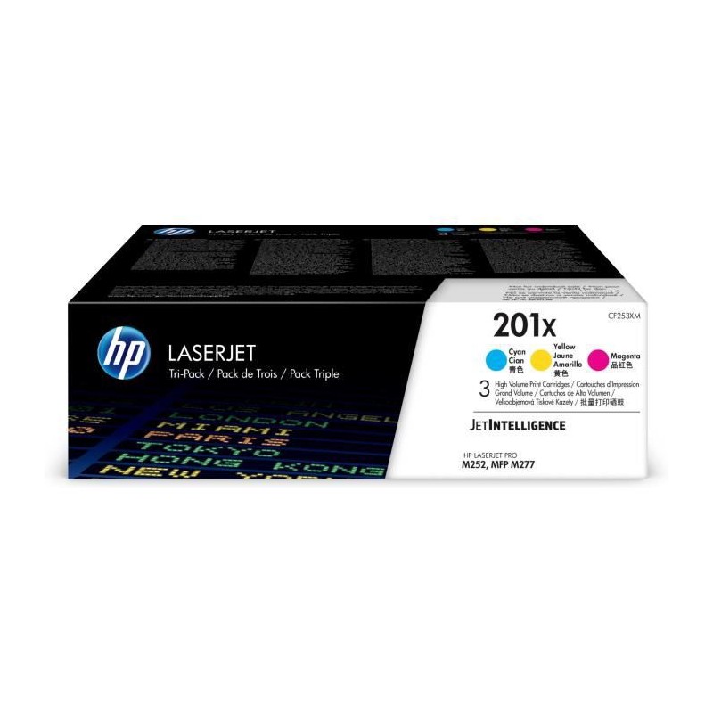 HP 201X Pack Couleur Toner laser HC authentique (CF253XM) pour Color LaserJet Pro M252, M274, M277