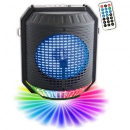 INOVALLEY HP74BTH Enceinte lumineuse karaoké Bluetooth 20W - LED multicolore - Port USB, Radio FM, Entrée micro, Aux - vue E