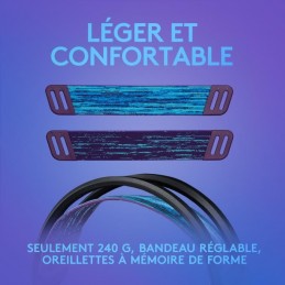 LOGITECH G335 Noir Casque Gaming Filaire - Léger - Certifié Discord (981-000978) - vue léger et confortable