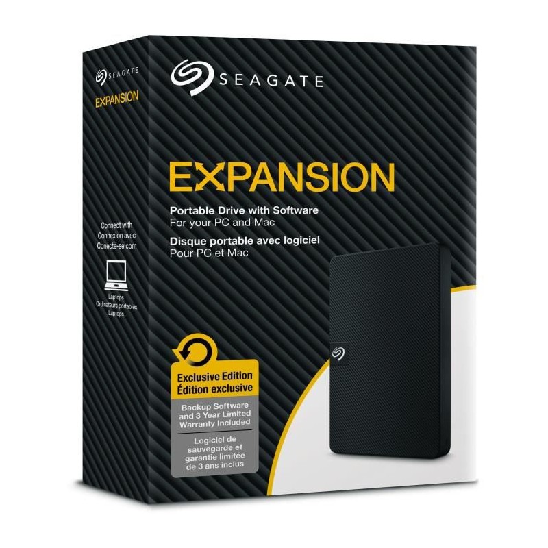 SEAGATE 1To Expansion Portable Disque Dur Externe - USB 3.0 - Noir (STKM1000400) - vue emballage