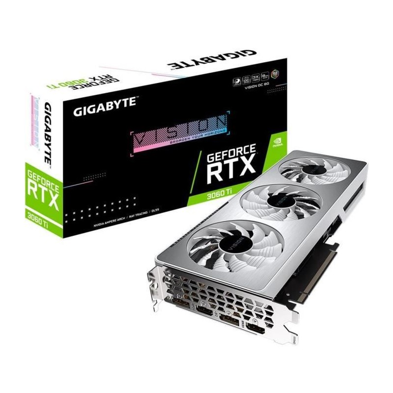 GIGABYTE RTX 3060 Ti VISION OC Carte Graphique 8Go LHR (GV-N306TVISION OC-8GD) - vue emballage