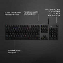 LOGITECH G512 Carbon RGB Clavier Filaire - Switchs GX Brown (920-009346) vue caractéristiques