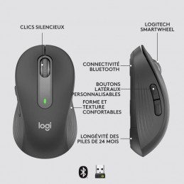 LOGITECH Signature M650 Graphite Souris Sans Fil Silencieuse (910-006253) - vue caractéristiques