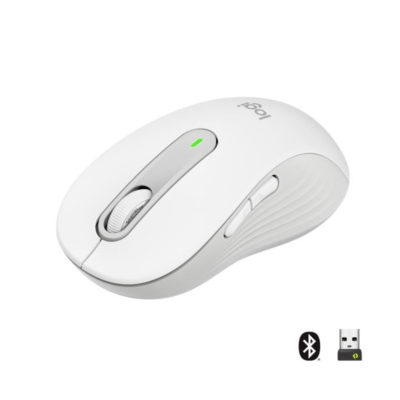 LOGITECH Signature M650 L Blanc Souris Sans Fil Droitier Grande Taille Silencieuse, Bluetooth, Programmable