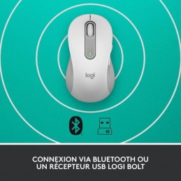 LOGITECH Signature M650 L Blanc Souris Sans Fil Gaucher Grande Taille Silencieuse, Bluetooth, Programmable - vue de dessus