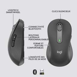 LOGITECH Signature M650 L Graphite Souris Sans Fil pour Gaucher - vue carractéristiques