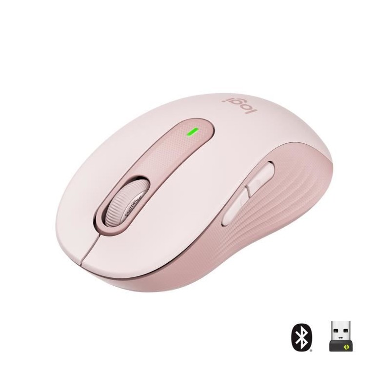 LOGITECH Signature M650 Rose Souris Sans Fil - Silencieuse, Bluetooth, Boutons Programmables (910-006254)