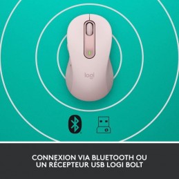 LOGITECH Signature M650 Rose Souris Sans Fil - Silencieuse, Bluetooth, Boutons Programmables (910-006254) - vue connexion