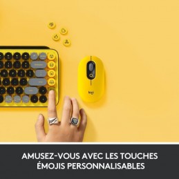 LOGITECH POP Keys Jaune Clavier Sans Fil Mécanique - Touches Emoji - Bluetooth - vue amusez-vous