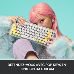 LOGITECH POP Keys Daydream Clavier Sans Fil - Touches Emoji - Bluetooth - USB - AZERTY (920-010723) - vue en situation