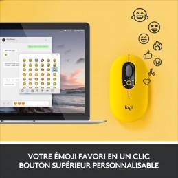 LOGITECH POP Jaune avec Emojis Personnalisables Souris Sans Fil (910-006546) - vue emoji favori