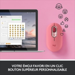 LOGITECH POP Rose avec Emojis Personnalisables Souris Sans Fil (910-006548) - vue emoji favori