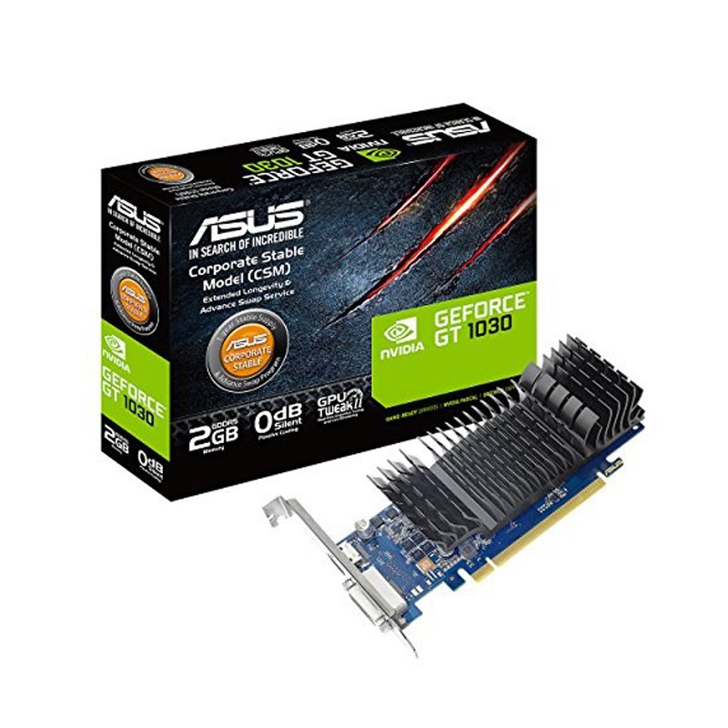 ASUS GeForce GT1030 Carte graphique 2Go GDDR5 - 0dB Silent (90YV0AT0M0NA00) - vue emballage