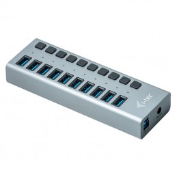 I-TEC Hub USB 10 Ports USB 3.0 avec Adaptateur d'alimentation 48W (U3CHARGEHUB10) - vue de trois quart