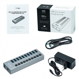 I-TEC Hub USB 10 Ports USB 3.0 avec Adaptateur d'alimentation 48W (U3CHARGEHUB10) - vue emballage