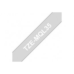 BROTHER TZEMQL35 (12mm x 5m) Blanc sur fond Gris clair - Ruban K7 pour étiqueteuse P-TOUCH - vue impression